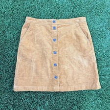 J.Crew Corduroy Button Front Mini Skirt Camel Tan BA838 Womens 8