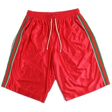 Excellent GUCCI Shorts Logo patch web line track pants Red polyester mens S