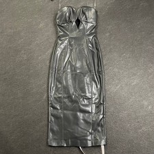 HOUSE OF CB Shia Leather Strapless Midi Dress Women's Size XS Black