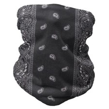 Paisley Bandana Neck Gaiter Tube Headwear Motorcycle Face Scarf Black