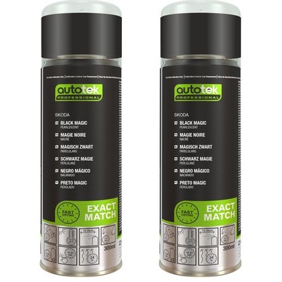 Autotek Skoda Black Magic schnelltrocknender hochdeckender Aerosol-Sprühlack 300 ml x2