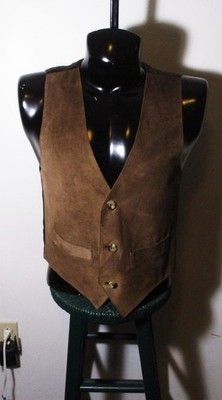 LA SEINE Brown 100% Suede Leather Vest Men's Size S