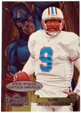 Steve Mcnair 1997 Skybox Metal Universe Marvel Captain America Card 17 Oilers Steve Mcnair 1997 Skybox Metal Universe Marvel Captain America Card 17 Oilers