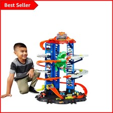 Imaginative Play Awaits: Hot Wheels Garage with Moving T-Rex & 100 Cars