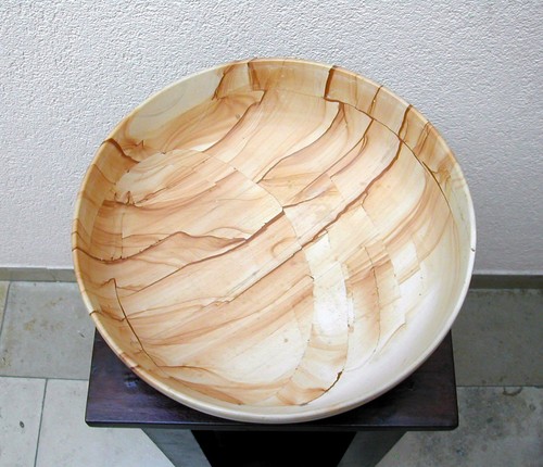 Stein Obst Schale Handarbeit Ruinenmarmor Landschaftsmarmor Paesina beige ø 30cm - Bild 4 von 22