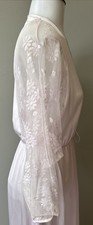 VTG Kayser Pink Nylon Wrap Nightgown/Robe Lace Sleeve Elastic Empire Pretty
