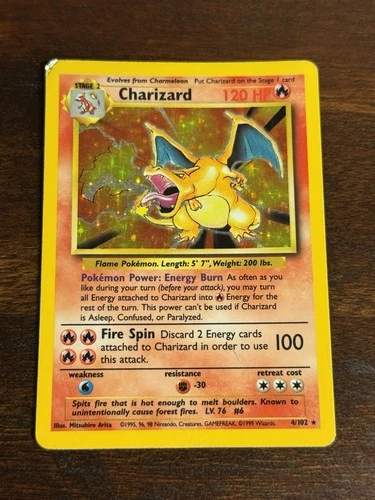 Vintage authentic Pokemon Card Authentic Charizard 4/102 Base Set Holo Rare