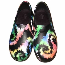 CROCS NERIA PRO II GRAPHIC CLOG BLACK / RAINBOW TIE DYE WOMENS SIZE 8 Work Shoes