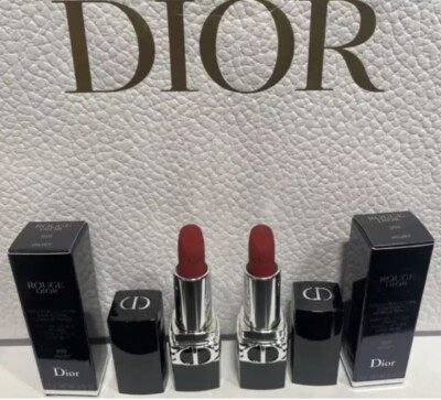 2 Dior Rouge Dior Couture Colour Mini  Lipstick 999 Velvet 0.05oz New