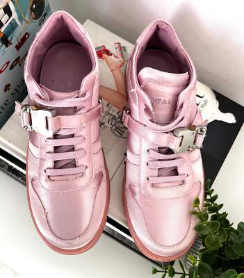 1017 ALYX 9SM Pink Satin Buckle Detail Low Top Sneakers Size 40 US