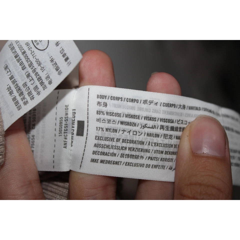 Suéter Abercrombie & Fitch bege bronzeado malha com nervuras manga longa gola redonda tamanho XS - Imagem 4 de 4