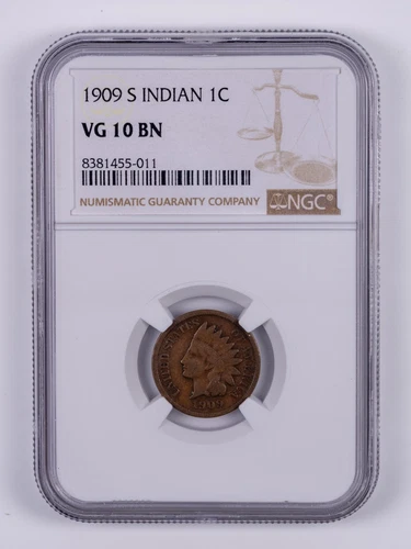 1909-S Indian Head Small Cent NGC VG10 BN RB011