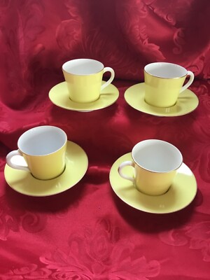 FLAWLESS Stunning VISTA ALEGRE PORTUGAL Set Of 4 EXPRESSO DEMITASSE CUPS SAUCERS