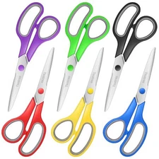 Scissors Bulk Set of 6-Pack Taotree 8" Scissors All Purpose Comfort Grip Shar...