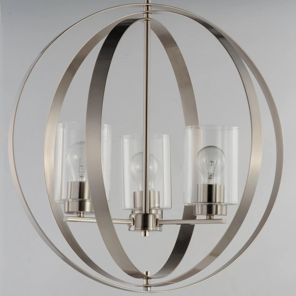 Satin Nickel Mini - Chandelier / Pendant Ceiling Light  with 3 Lights - NEW - Image 3 of 4