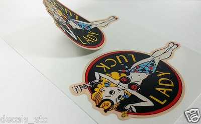 LADY LUCK Vintage Style DECAL, Vinyl STICKER, Rat Rod, Racing - 5 Pack - 4x3 In - Foto 8