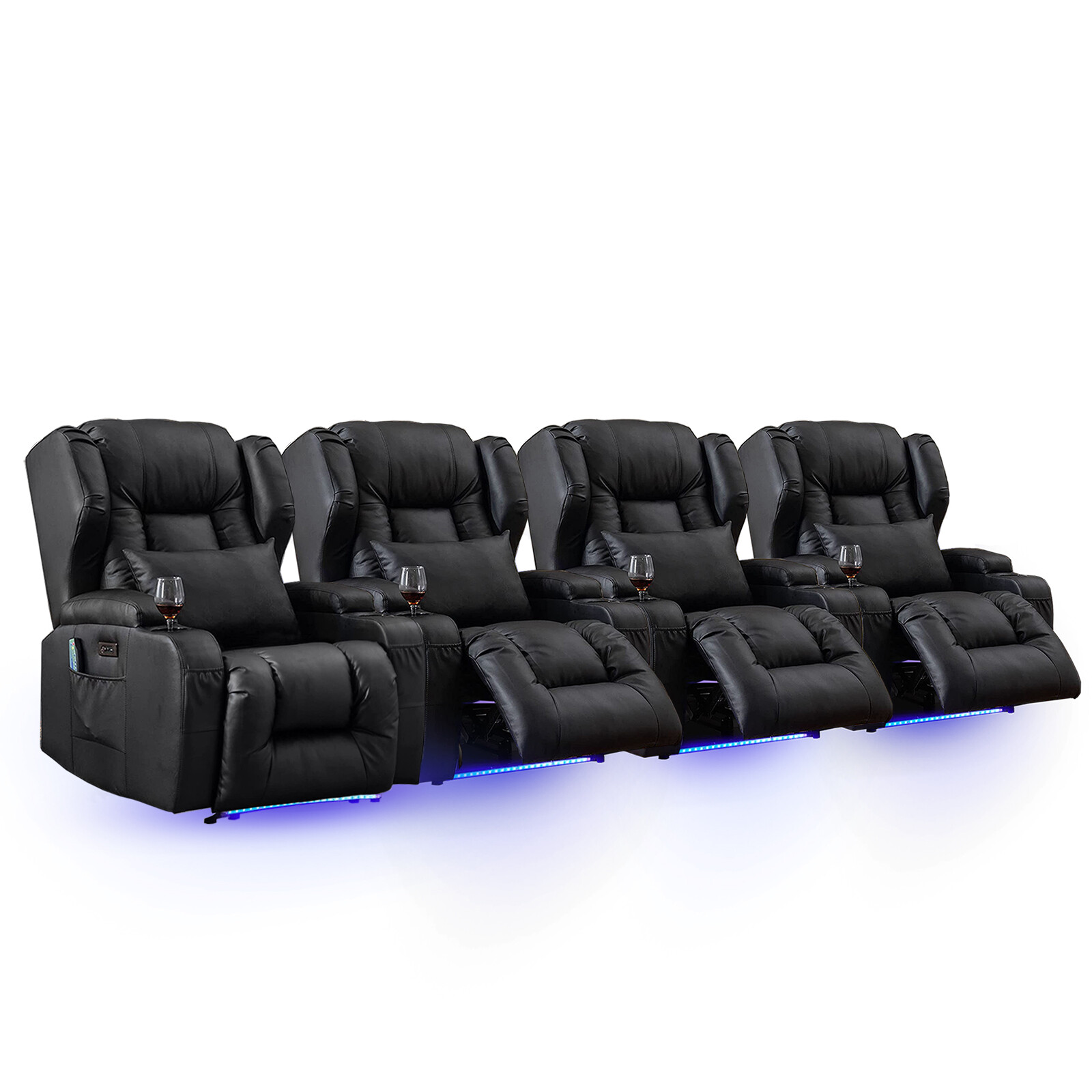 Home Theater Seating Power Recliner Chairs w/ Baselight for Living Room Set of 4 eBay