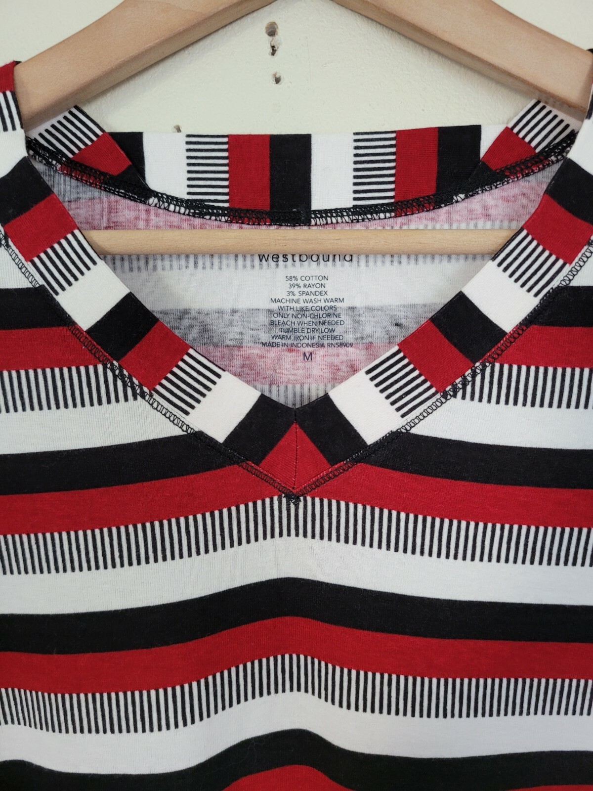 Westbound V Neck Striped Shirt Size Medium