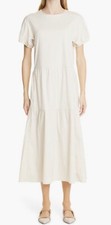MAX MARA Calipso Puff Sleeve Poplin Maxi Dress In Natural 625
