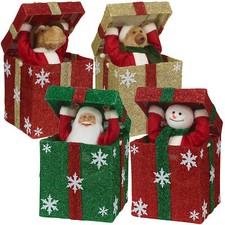 Christmas Santa Teddy  Pop Up Musical Tunes Novelty Fun Toy Gifts Decoration Box