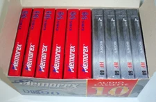 Lot of 10 (6-DBS90 Memorex & 4-HF60 Sony) New Factory Sealed Cassette Tapes