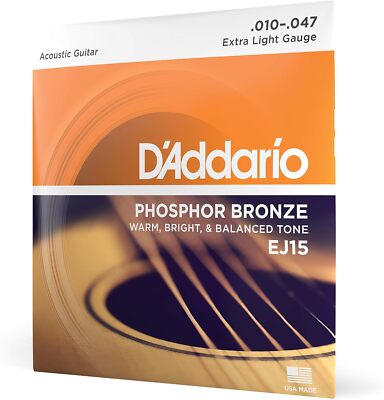 D'Addario Acoustic Guitar Strings Phosphor Bronze, 10-47, EJ15