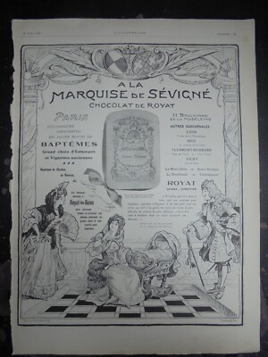 Publicité Ancienne Originale – Chocolat De Royat Marquise De Sévigné – 14x18cm