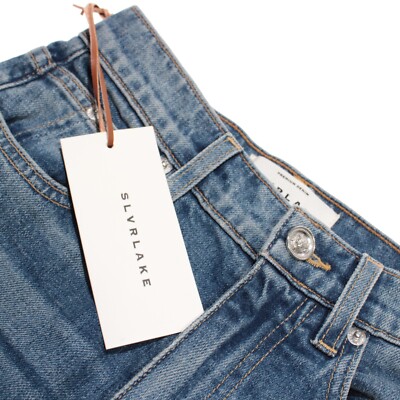 SLVRLAKE NWT Jeans Size 24 US London Straight Leg Solid Blue Cotton Blend