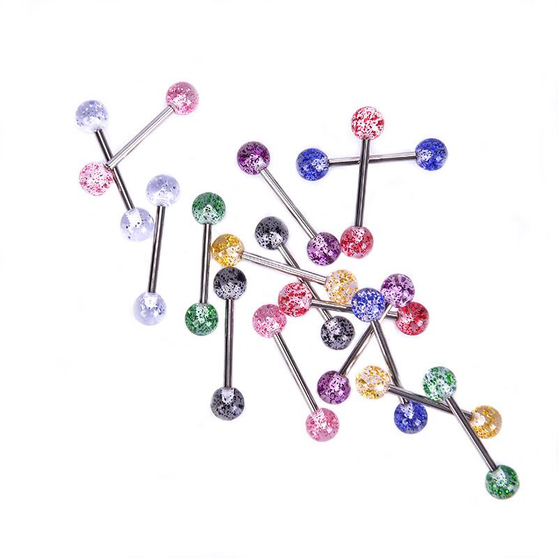 Surgical Steel Barbell Piercing Jewelry 8pcs - 14G For Nipple Tongue Lip Ear 658640 - Foto 4