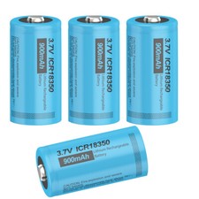 4x Rechargeable 18350 3.7V 900mAh Li-ion Batteries Button Top for outdoor Lights