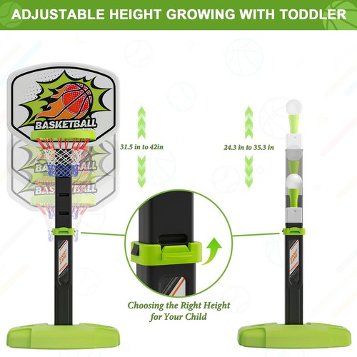 3 in 1 Toddler Basketball Hoop and Tee Ball Set for Boys: Kids Baseball Tee w... - Picture 5 of 8