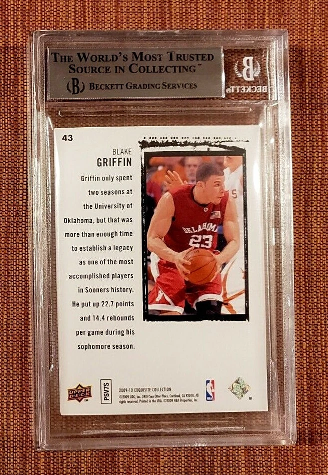 Баскетбольная карточка 2009 Exqufine Collection No43 Blake Griffin Clippers BGS 9 RC - Изображение 2 из 2