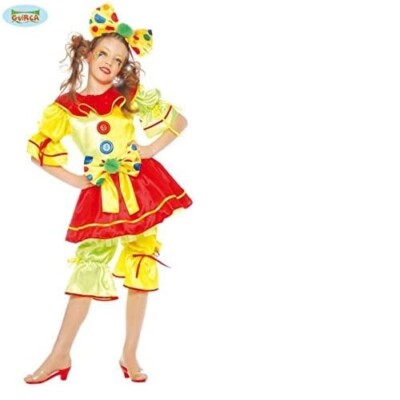 Vestito Carnevale Pagliaccetta Costume Pagliaccio Bambina