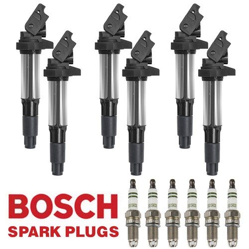 For BMW Alpina B7 650i 550i 6 MK UF522 Ignition Coil & 6 Bosch Nickel ...
