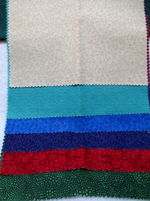 Fabric Red Rooster ''Fern Hall'' 6 Pc Sampler Colors w/Swirls Berries Leaves $4.95