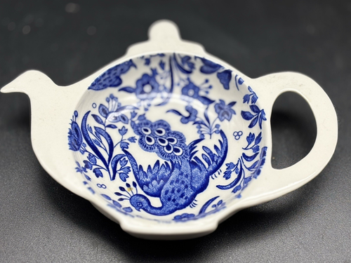 Burleigh Regal Peacock Blue Mini Tea Bag Holder England - Picture 3 of 4