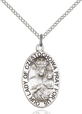 925 Sterling Silver Our Lady Czestochowa Virgin Mary Medal Necklace ...