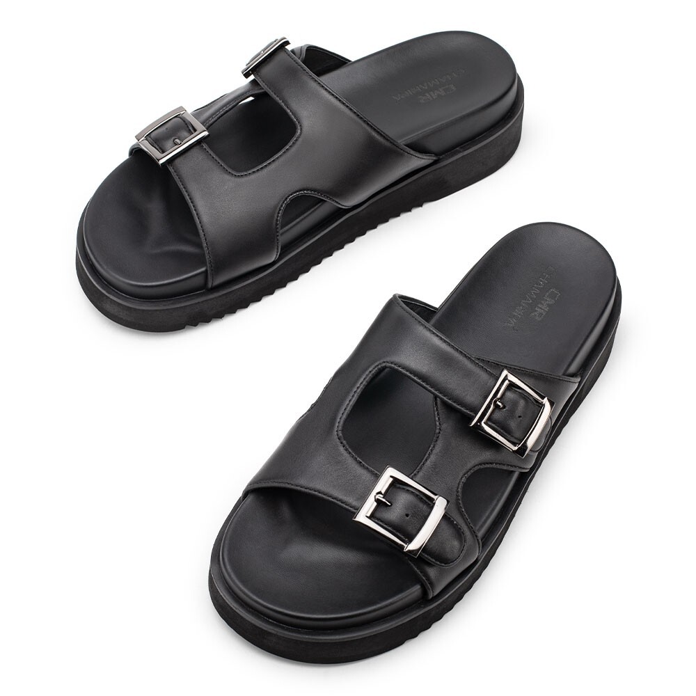 7.5 CMR Black Leather Height Increasing Men Outdoor Indoor