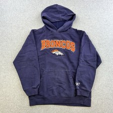 Denver Broncos Hoodie Youth Medium 10/12 Blue Long Sleeve Pullover Jacket Boys