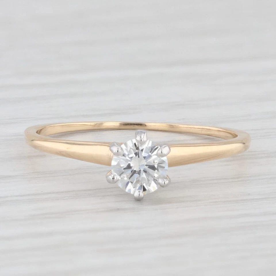 Jabel 0.37ct Round Diamond Solitaire Engagement Ring 14k Gold Size 7.25 - Image 2 of 4