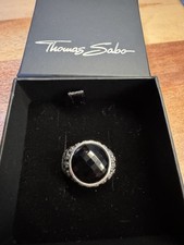 THOMAS SABO REBEL AT HEART SILVER BLACK ONYX SKULL RING SIZE 58 Uk Q1/2 BOXED