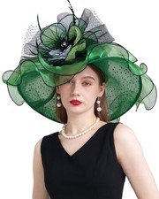 Women's Organza Church Kentucky Hat Fascinato Wedding Cocktail Tea 10-green