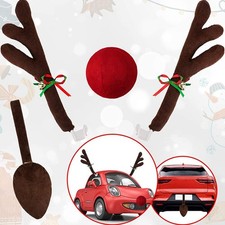 Rudolph Car Reindeer Kit Christmas - 2 Plush Antlers, Red Nose  Brown Tail