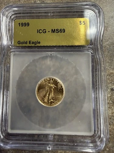 1999 $5 American Gold Eagle 1/10 Oz Gold MS69 ICG