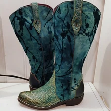 Spring Step L'artiste Laretilyn Turquoise western Cowboy Boots size 37 US 6.5-7 