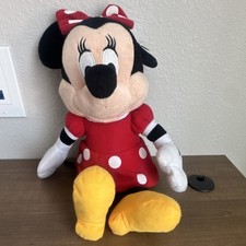 Disney Minnie Mouse Plush Medium Red Dress White Polka Dots Stuffed Animal