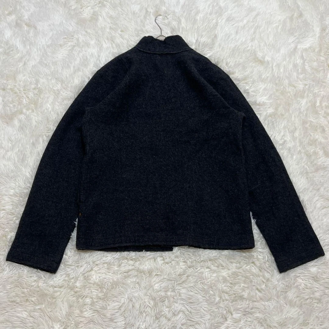 45rpm Charcoal Wool Mock Neck Collarless Jacket Embroidered Japan Size 3 image 7