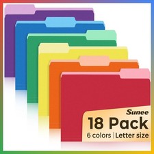 File Folders, 18 Pack Manilla Folders 8.5 x 11, Colored Folder Office