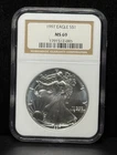 NGC MS69 1997 American Silver Eagle One Dollar Silver Coin -085