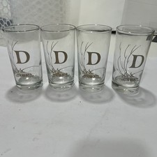 VTG "D" Initial Monogram Set Of 4,Old Fashion Glasses, Mid Century Style